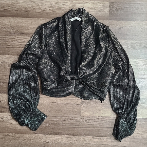 ZARA METALLIC THREAD CROP TOP - Picture 3 of 6